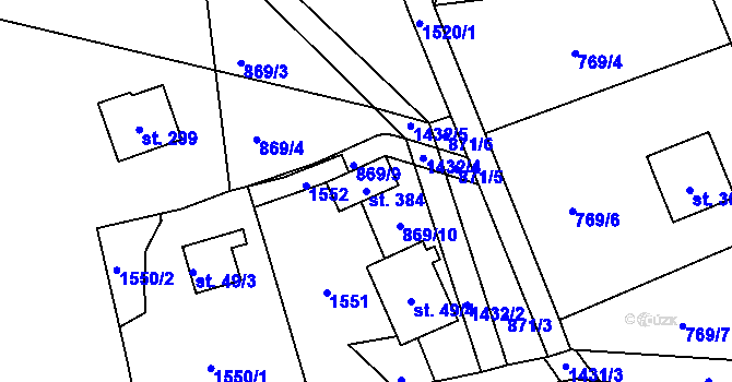 Parcela st. 384 v KÚ Horní Chrastava, Katastrální mapa
