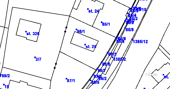 Parcela st. 25 v KÚ Chrastava I, Katastrální mapa