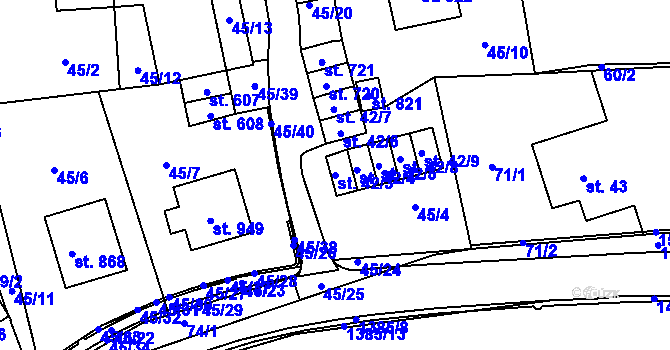 Parcela st. 42/3 v KÚ Chrastava I, Katastrální mapa