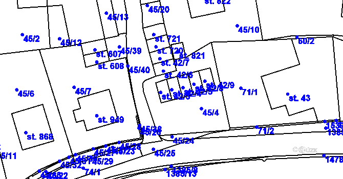 Parcela st. 42/4 v KÚ Chrastava I, Katastrální mapa