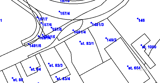 Parcela st. 83/1 v KÚ Chrastava I, Katastrální mapa