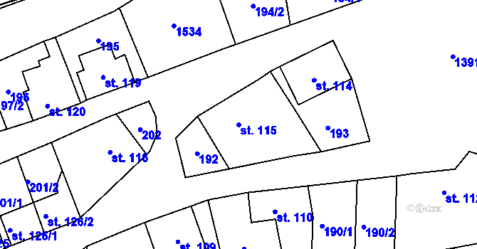 Parcela st. 115 v KÚ Chrastava I, Katastrální mapa