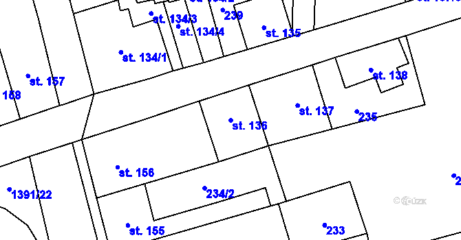 Parcela st. 136 v KÚ Chrastava I, Katastrální mapa