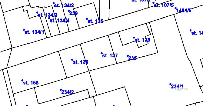 Parcela st. 137 v KÚ Chrastava I, Katastrální mapa
