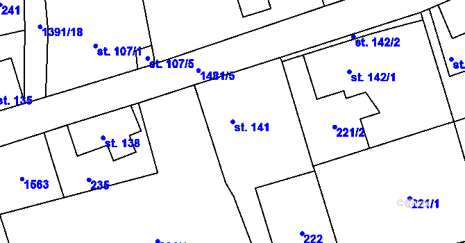 Parcela st. 141 v KÚ Chrastava I, Katastrální mapa