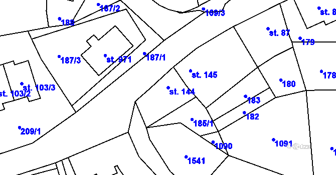 Parcela st. 144 v KÚ Chrastava I, Katastrální mapa