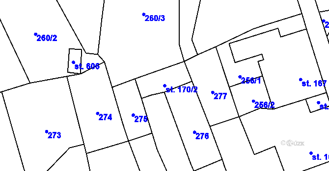 Parcela st. 170/2 v KÚ Chrastava I, Katastrální mapa