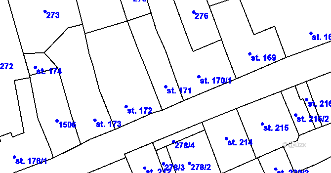 Parcela st. 171 v KÚ Chrastava I, Katastrální mapa