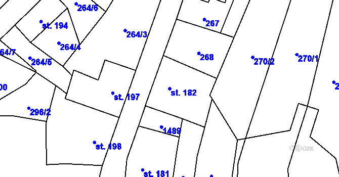 Parcela st. 182 v KÚ Chrastava I, Katastrální mapa