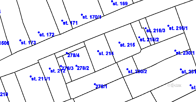 Parcela st. 214 v KÚ Chrastava I, Katastrální mapa