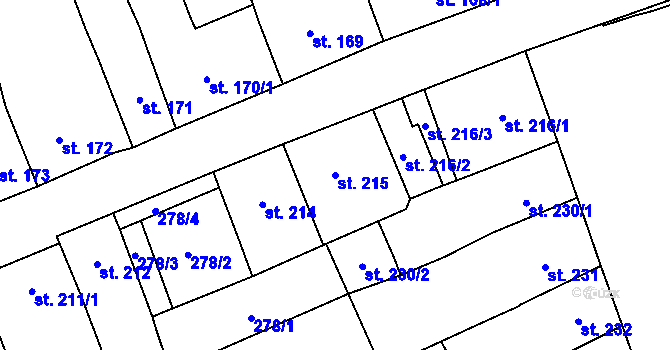 Parcela st. 215 v KÚ Chrastava I, Katastrální mapa