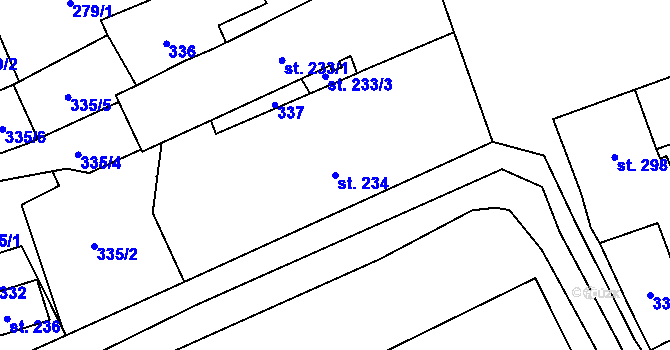 Parcela st. 234 v KÚ Chrastava I, Katastrální mapa