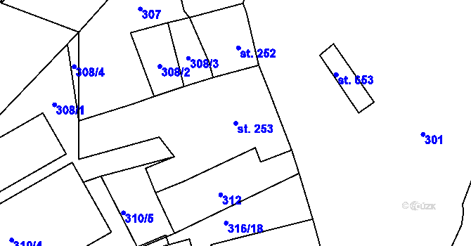 Parcela st. 253 v KÚ Chrastava I, Katastrální mapa