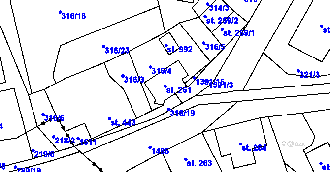 Parcela st. 261 v KÚ Chrastava I, Katastrální mapa