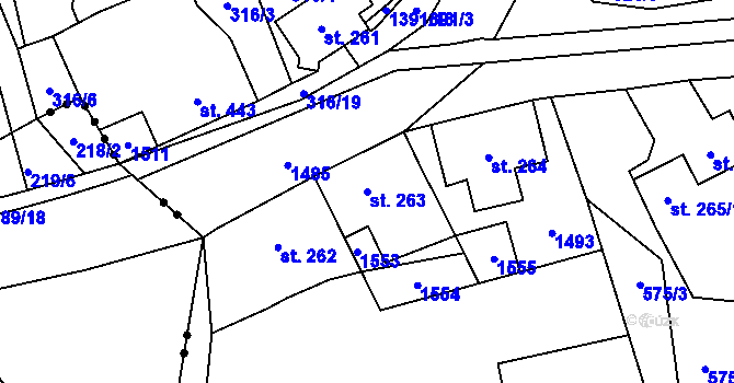 Parcela st. 263 v KÚ Chrastava I, Katastrální mapa