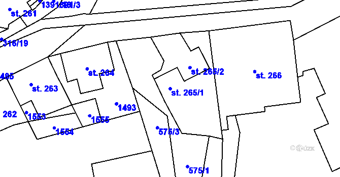 Parcela st. 265/1 v KÚ Chrastava I, Katastrální mapa