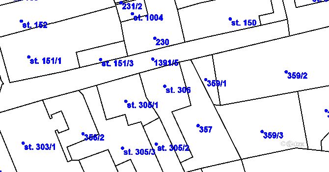 Parcela st. 306 v KÚ Chrastava I, Katastrální mapa