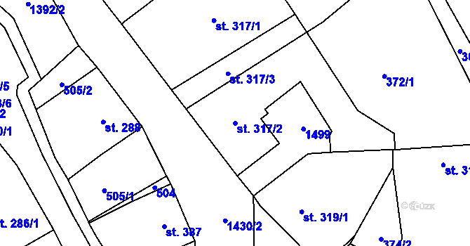 Parcela st. 317/2 v KÚ Chrastava I, Katastrální mapa