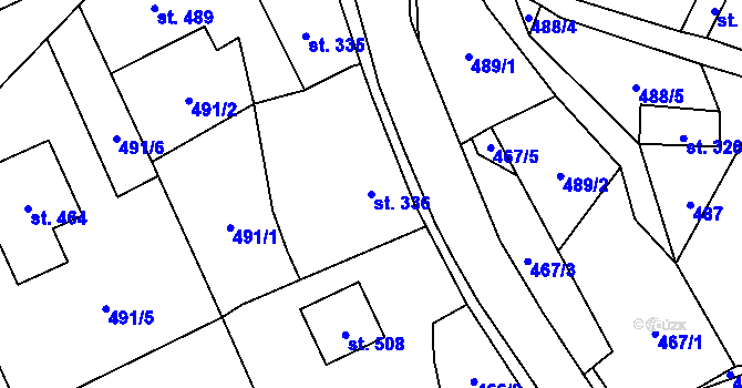 Parcela st. 336 v KÚ Chrastava I, Katastrální mapa