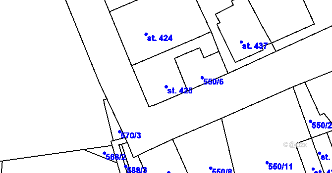 Parcela st. 425 v KÚ Chrastava I, Katastrální mapa
