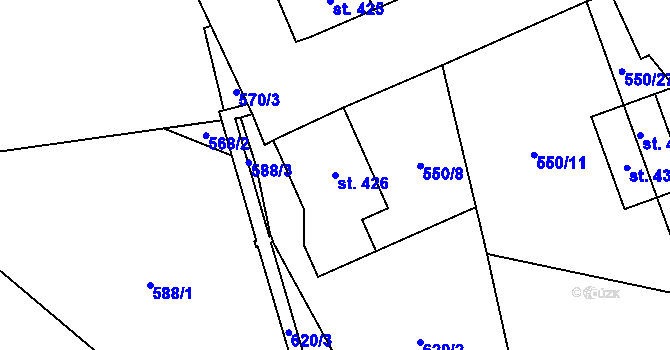 Parcela st. 426 v KÚ Chrastava I, Katastrální mapa
