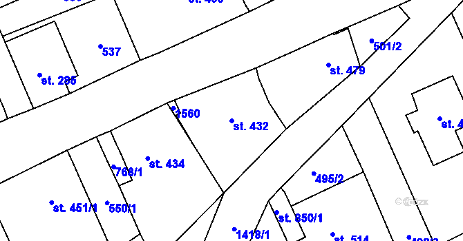 Parcela st. 432 v KÚ Chrastava I, Katastrální mapa