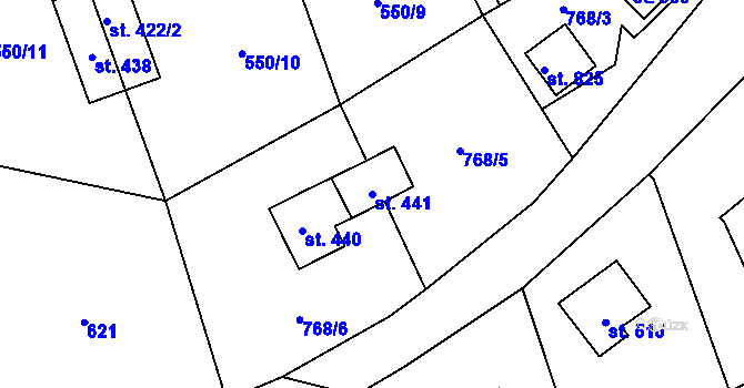 Parcela st. 441 v KÚ Chrastava I, Katastrální mapa
