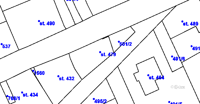 Parcela st. 479 v KÚ Chrastava I, Katastrální mapa