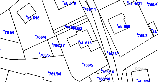 Parcela st. 516 v KÚ Chrastava I, Katastrální mapa