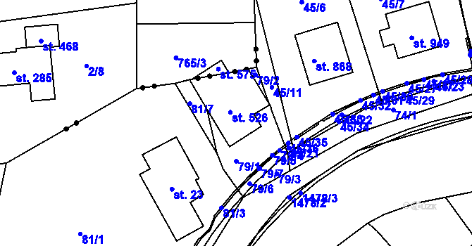 Parcela st. 526 v KÚ Chrastava I, Katastrální mapa