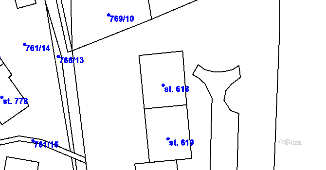 Parcela st. 618 v KÚ Chrastava I, Katastrální mapa