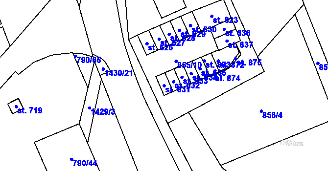 Parcela st. 631 v KÚ Chrastava I, Katastrální mapa