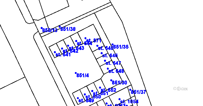 Parcela st. 646 v KÚ Chrastava I, Katastrální mapa