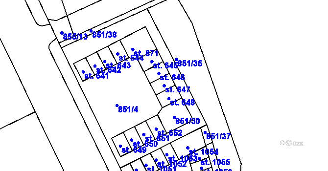 Parcela st. 647 v KÚ Chrastava I, Katastrální mapa