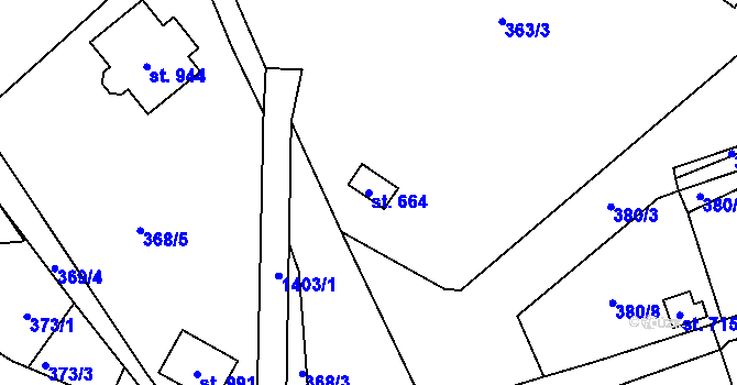 Parcela st. 664 v KÚ Chrastava I, Katastrální mapa