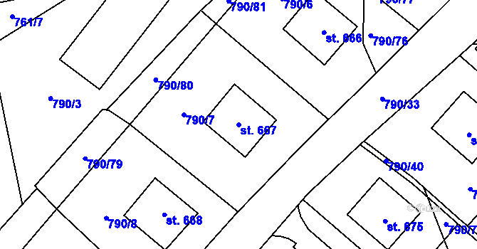 Parcela st. 667 v KÚ Chrastava I, Katastrální mapa