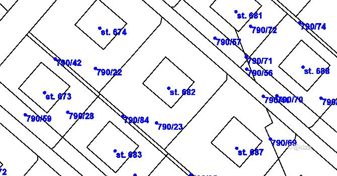 Parcela st. 682 v KÚ Chrastava I, Katastrální mapa
