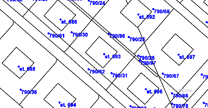 Parcela st. 693 v KÚ Chrastava I, Katastrální mapa