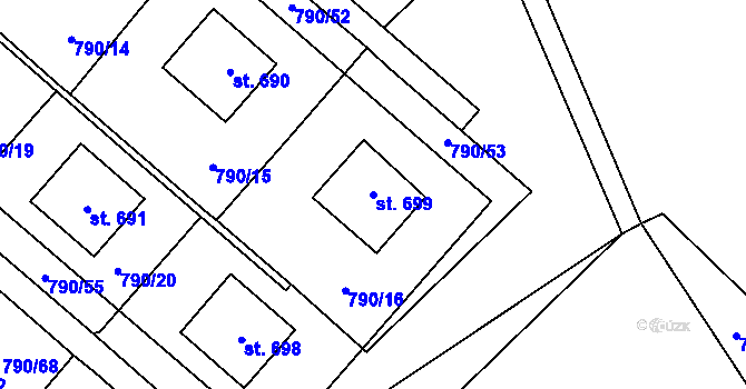 Parcela st. 699 v KÚ Chrastava I, Katastrální mapa