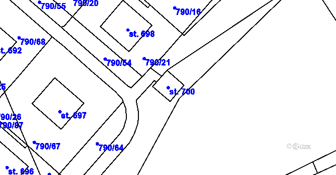 Parcela st. 700 v KÚ Chrastava I, Katastrální mapa