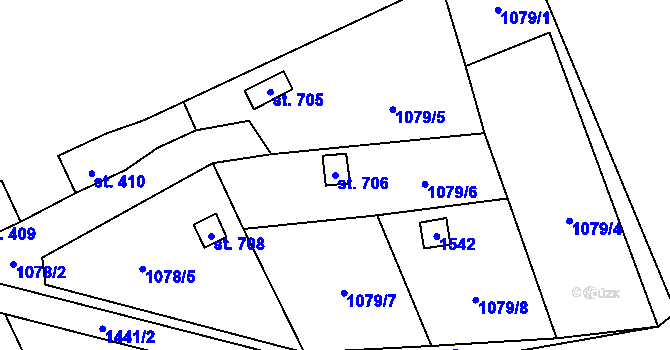 Parcela st. 706 v KÚ Chrastava I, Katastrální mapa