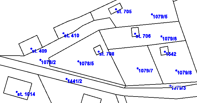 Parcela st. 708 v KÚ Chrastava I, Katastrální mapa