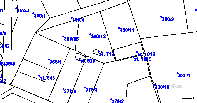 Parcela st. 717 v KÚ Chrastava I, Katastrální mapa