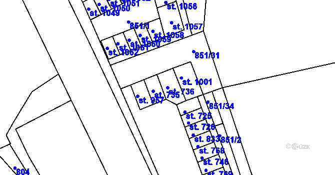 Parcela st. 736 v KÚ Chrastava I, Katastrální mapa