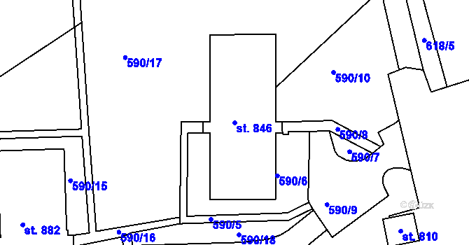 Parcela st. 846 v KÚ Chrastava I, Katastrální mapa