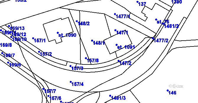 Parcela st. 148 v KÚ Chrastava I, Katastrální mapa