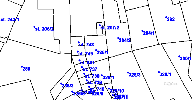 Parcela st. 286/1 v KÚ Chrastava I, Katastrální mapa
