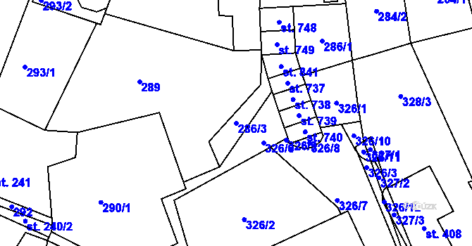 Parcela st. 286/3 v KÚ Chrastava I, Katastrální mapa
