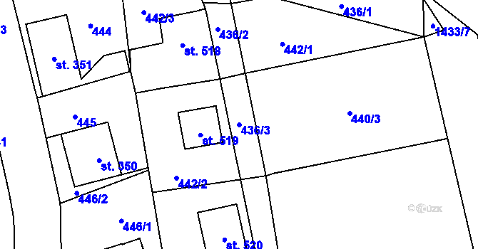 Parcela st. 436/3 v KÚ Chrastava I, Katastrální mapa