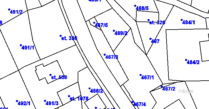 Parcela st. 467/3 v KÚ Chrastava I, Katastrální mapa